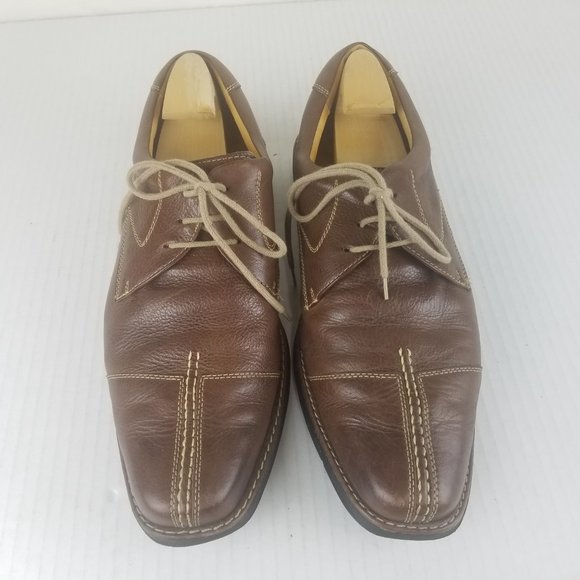 Sandro Mens Sz 12  Brown Leather Lace Up Comfort Soft Gel Oxfords Shoes - Picture 1 of 9